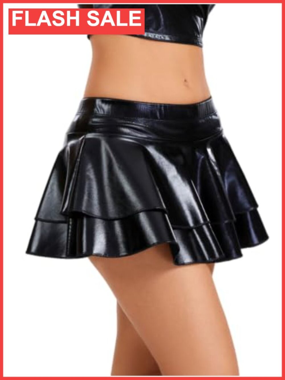 Metallic Ruffle Skort Pleated Mini Skirt Dance Party Built-in Shorts
